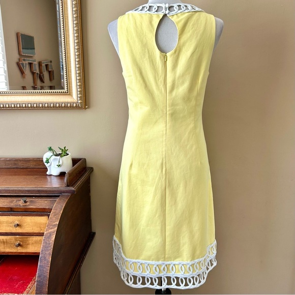 Lilly Pulitzer Butter Yellow Cotton Sleeveless Shift Dress White Lace Trim Sz 10 - Picture 6 of 10